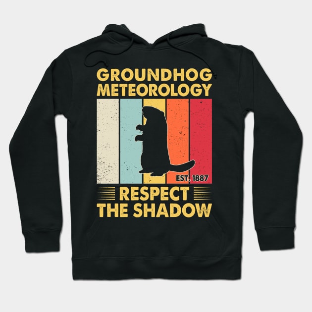 Groundhog Meteorology Respect The Shadow Gift Groundhog Day Hoodie by AnnetteNortonDesign